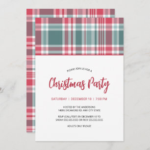 Moderne Weihnachten Karierte Party Einladung