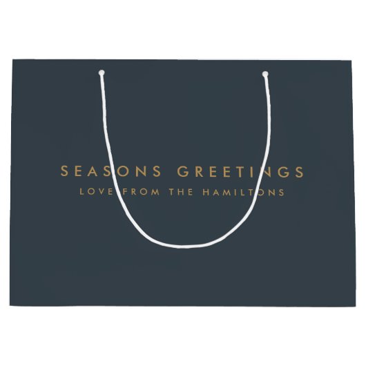 Moderne Weihnachten | Minimaler Slate Gray and Gol Große Geschenktüte (Vorderseite)