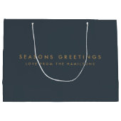 Moderne Weihnachten | Minimaler Slate Gray and Gol Große Geschenktüte (Rückseite)