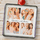 Moderne Weihnachten mit Besties 4 Foto Urlaub Ornament Aus Metall<br><div class="desc">Design besteht aus moderner,  schicker Typografie mit Skript-Schriftart. Fügen Sie ein benutzerdefiniertes 4 Foto Ihrer beste Freundin oder Ihrer besten Freunde hinzu.</div>