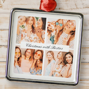 Moderne Weihnachten mit Besties 4 Foto Urlaub Ornament Aus Metall