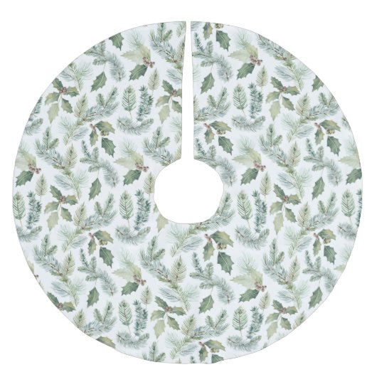 Moderne Weihnachten mit Blumen Polyester Weihnachtsbaumdecke (Vorderseite)