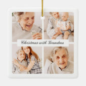 Moderne Weihnachten mit Oma 4 Foto Urlaub Keramikornament (Rückseite)