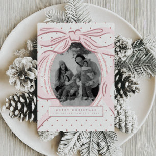 Moderne Weihnachten mit rosa Punkten und Schleife