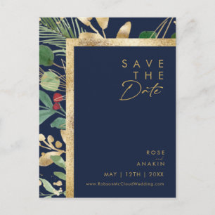 Moderne Weihnachten   Navy Save The Date Postkarte