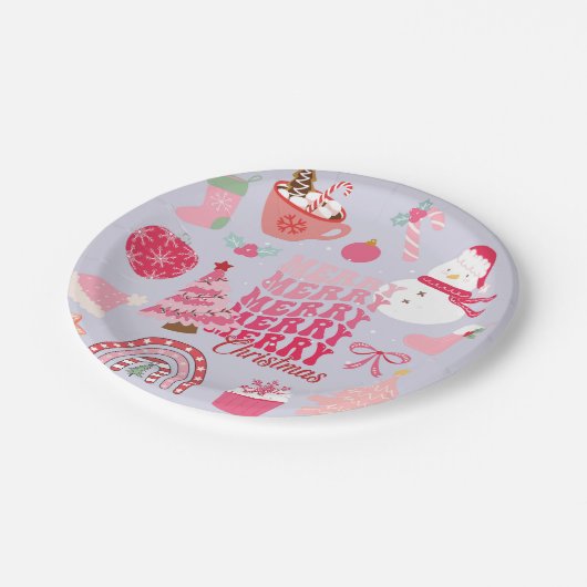 Moderne Weihnachten Pappteller (Schrägansicht)