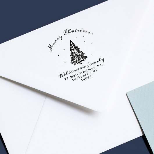 Moderne Weihnachten/Pinienbäume/Rücksendeadresse Gummistempel