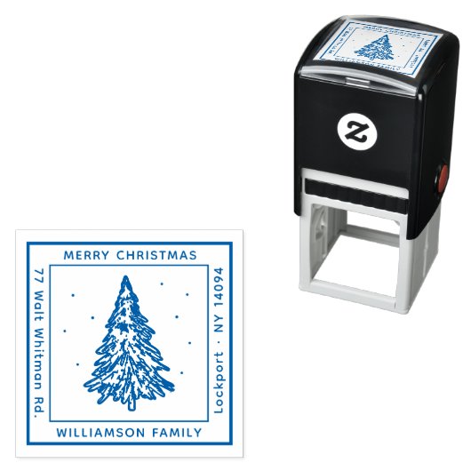 Moderne Weihnachten/Pinienbäume/Rücksendeadresse Permastempel (Beispiel)