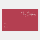 Moderne Weihnachten | Red Large Rectangle Gift Lab Rechteckiger Aufkleber (Vorderseite)