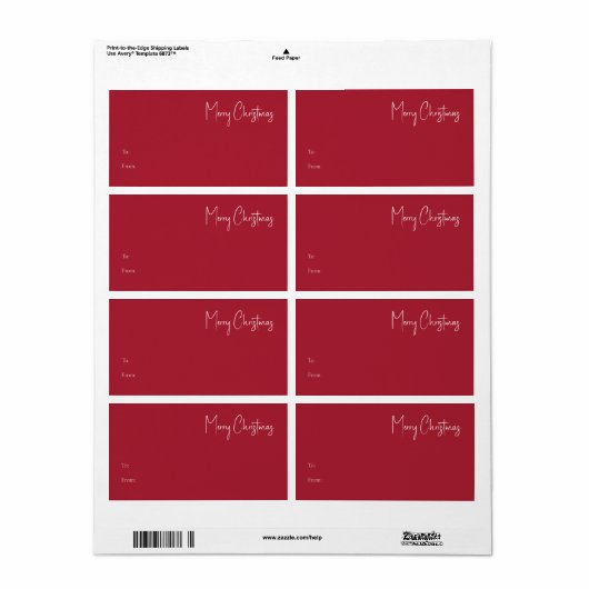 Moderne Weihnachten | Red Rectangle Gift Label (Vorne)