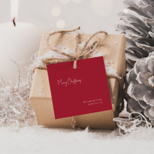 Moderne Weihnachten Red Square Family Gift Tag Geschenkanhänger