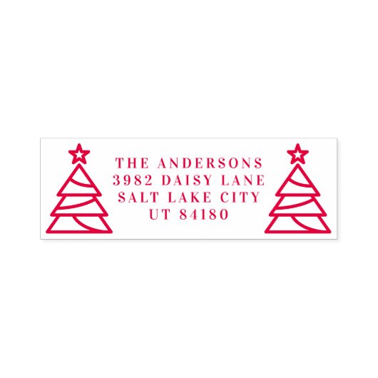 Moderne Weihnachten - RED Tree Holiday Rücksendead Permastempel (Design)