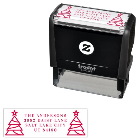 Moderne Weihnachten - RED Tree Holiday Rücksendead Permastempel (Beispiel)
