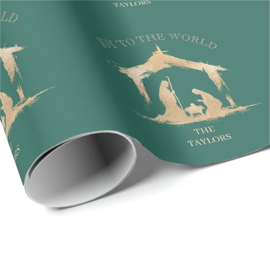 Moderne Weihnachten Religiöse Krippe Mary & Joseph Geschenkpapier (Rolleneckpunkt)