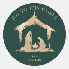 Moderne Weihnachten Religiöse Krippe Mary & Joseph Runder Aufkleber