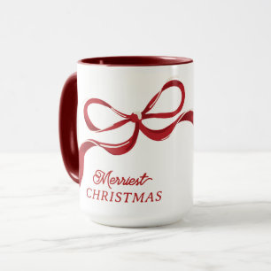 Moderne Weihnachten Retro Rote Schleifen Feiertage Tasse
