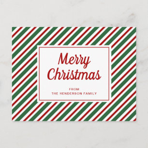 Moderne Weihnachten rot und grün gestreift Postkarte