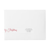 Moderne Weihnachten | Rote Script-Rücksendeadresse Rundum-Adressaufkleber (Vorderseite)