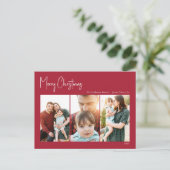 Moderne Weihnachten | Rotes Drei-Foto (Stehend Vorderseite)