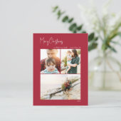 Moderne Weihnachten | Rotes Vertikales 3 Foto (Stehend Vorderseite)