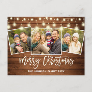 Moderne Weihnachten Rustikal  3 FOTO-Gruß Urlaub Postkarte