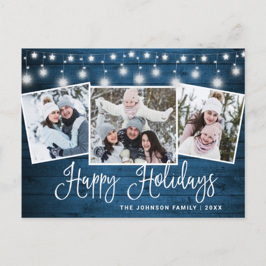 Moderne Weihnachten Rustikal 3 FOTO Grußurlaub Postkarte (Vorderseite)