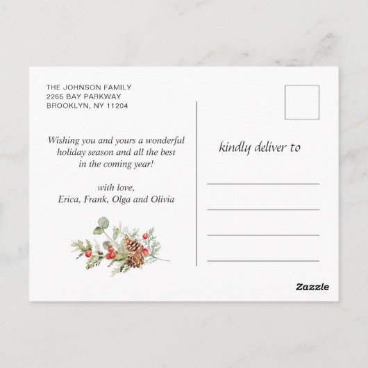 Moderne Weihnachten Rustikal 3 FOTO Grußurlaub Postkarte (Rückseite)