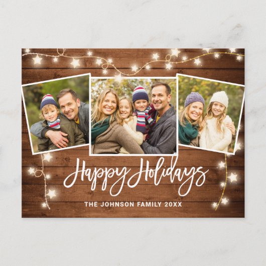 Moderne Weihnachten Rustikal 3 FOTO Grußurlaub Postkarte (Vorderseite)