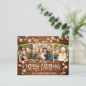 Moderne Weihnachten Rustikal 3 FOTO Grußurlaub Postkarte (Stehend Vorderseite)