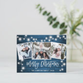 Moderne Weihnachten Rustikal 3 FOTO Grußurlaub Postkarte (Stehend Vorderseite)