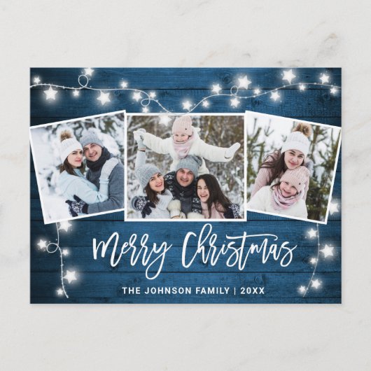 Moderne Weihnachten Rustikal 3 FOTO Grußurlaub Postkarte (Vorderseite)