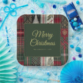 Moderne Weihnachten Rustikales Kariertes Muster Pappteller (Party)