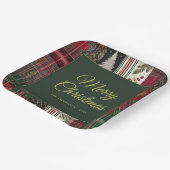 Moderne Weihnachten Rustikales Kariertes Muster Pappteller (Gewinkelt)