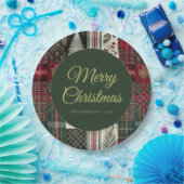 Moderne Weihnachten Rustikales Kariertes Muster Pappteller (Party)