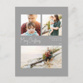 Moderne Weihnachten | Silberzentriertes Drei-Foto- (Vorderseite)