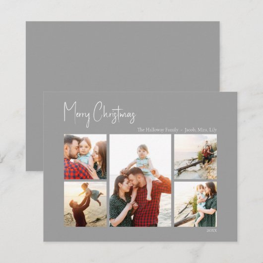 Moderne Weihnachten | Silver Five Foto (Vorne/Hinten)