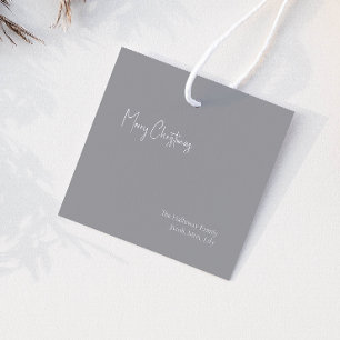 Moderne Weihnachten Silver Square Family Gift Ta Geschenkanhänger