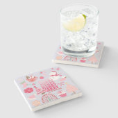 Moderne Weihnachten Steinuntersetzer (Seitenansicht)