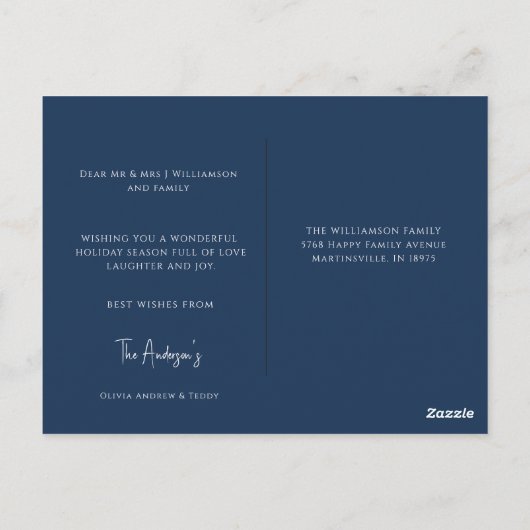 Moderne Weihnachten Stilvolle Minimalistische Foto Postkarte (Rückseite)