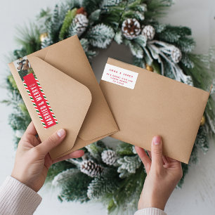 Moderne Weihnachten Verheiratet und frohe Foto-Adr