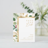 Moderne Weihnachten | Weiße Save the Date Postkart Einladungspostkarte (Stehend Vorderseite)