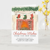 Moderne Weihnachten wünscht sich den Kaminfeuerurl Karte (Gelbe Blume)