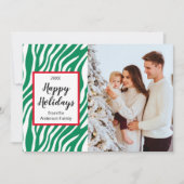 Moderne Weihnachten Zebra Streifen Custom Foto Hol (Vorderseite)
