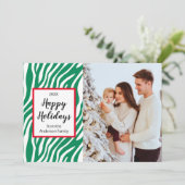 Moderne Weihnachten Zebra Streifen Custom Foto Hol (Stehend Vorderseite)