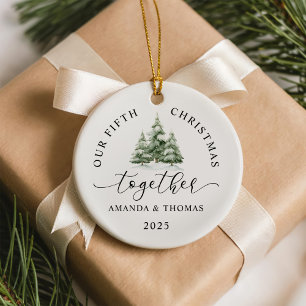 Moderne Weihnachten Zusammen Paare Jubiläum Keramik Ornament