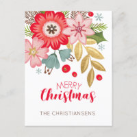 Moderne weihnachtliche florale Postkarte
