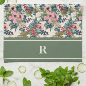 Moderne Weihnachts-Blumen-Monogramm Geschirrtuch (Gefaltet)