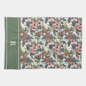 Moderne Weihnachts-Blumen-Monogramm Geschirrtuch (Horizontal)