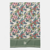 Moderne Weihnachts-Blumen-Monogramm Geschirrtuch (Vertikal)