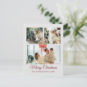 Moderne Weihnachts-Familien-Collage mit drei Fotos Postkarte